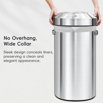 EKO 32-Gallon Round Stainless Steel Open Top Trash Can, Large Commercial Waste - Image 8