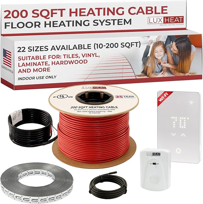 LuxHeat 200sqft Floor Heating Cable Kit - 240v Under Floor Heat Kit - Complete by LuxHeat