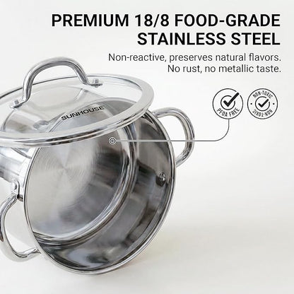 Sunhouse Professional 6.2-Quart Whole-Clad Multi-Ply Stainless Steel Stock Pot - Image 4