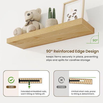 32in Floating Shelves for Wall, 2 Pack Long Wall Mounted Engineered Wood Shelves - Image 5