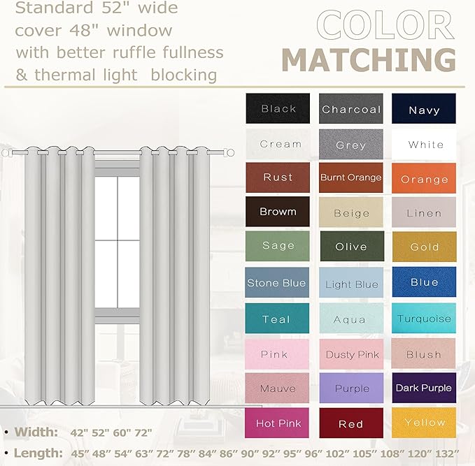 KOUFALL Vintage Curtains Blackout 90 Inch Long - Image 2