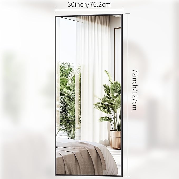 Black Bathroom Mirror for Wall, 72x30 Inch Rectangle Mirrors - Image 5