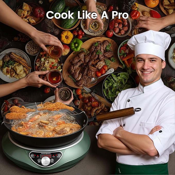 1700W 120V Wok Induction Cooktop, Non-Pulse Heating, 16 Levels, 18H Timer - Image 7
