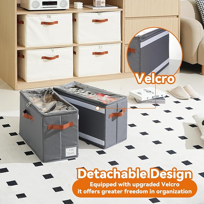 4 Pack Shoe Organizer for Closet, Foldable Shoe Storage Organizer - Image 3