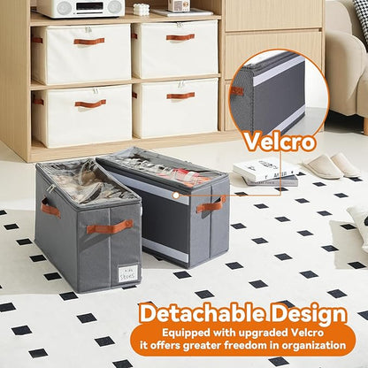 4 Pack Shoe Organizer for Closet, Foldable Shoe Storage Organizer - Image 3