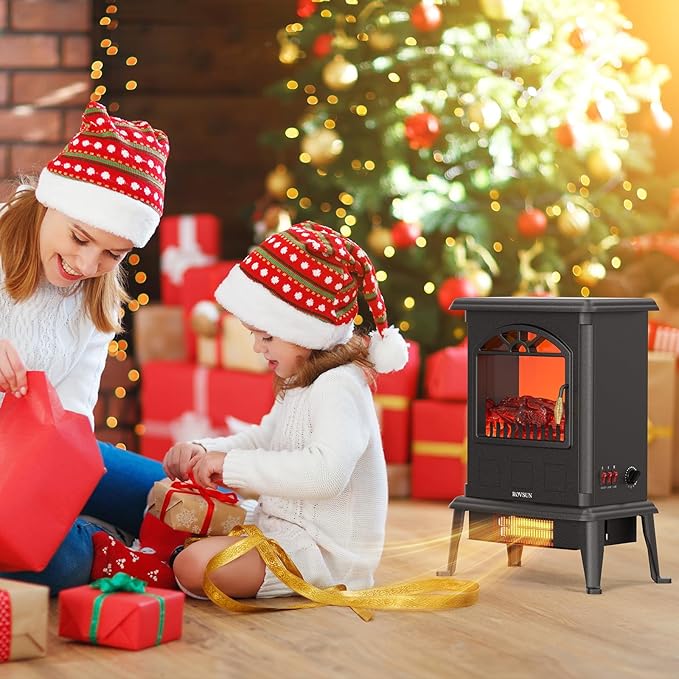 ROVSUN 22.4" H Electric Fireplace Stove, 1000W/1500W Freestanding Electric - Image 7