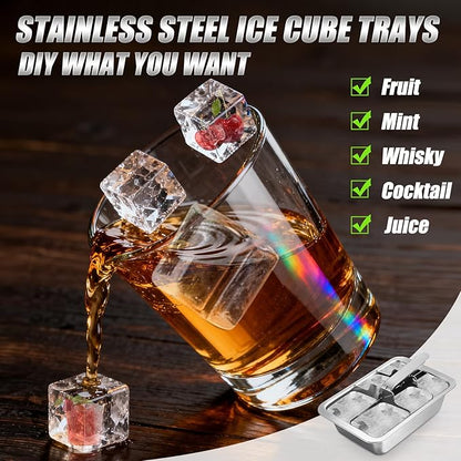 Ice Cube Trays, 4 Pack Large 6-cube Stainless Steel Ice Cube Trays - Image 4