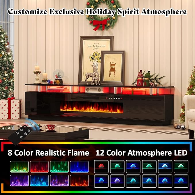 AMERLIFE 90" High Gloss 2 Tier TV Stand - Image 4