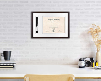 MCS, Espresso Graduation Diploma and Tassel Frame, 18.25x13 Inch Overall Size