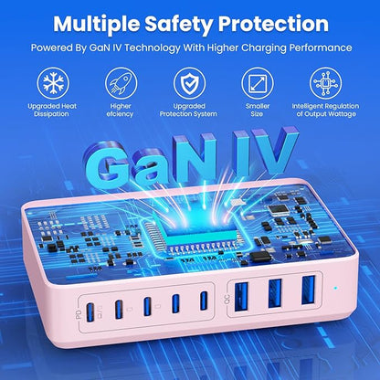 USB C Charger 300W USB C Charger Block 8-Ports GaN IV Fast Charging Station - Image 4