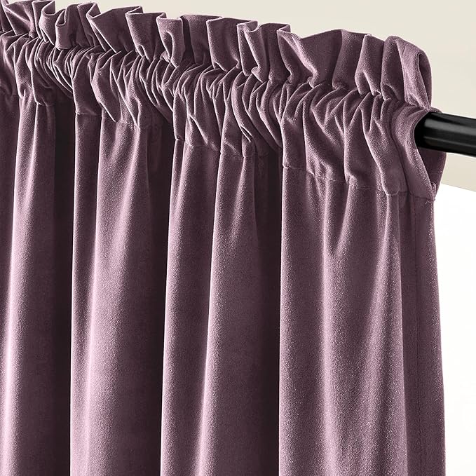 Lazzzy Velvet Blackout Curtains Thermal Insulated Room Window Drapes Super Soft - Image 2