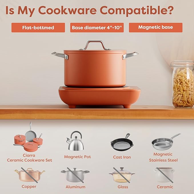 CIARRA CATIH1A-O Portable Induction Cooktop, Slim Single Electric Countertop - Image 6