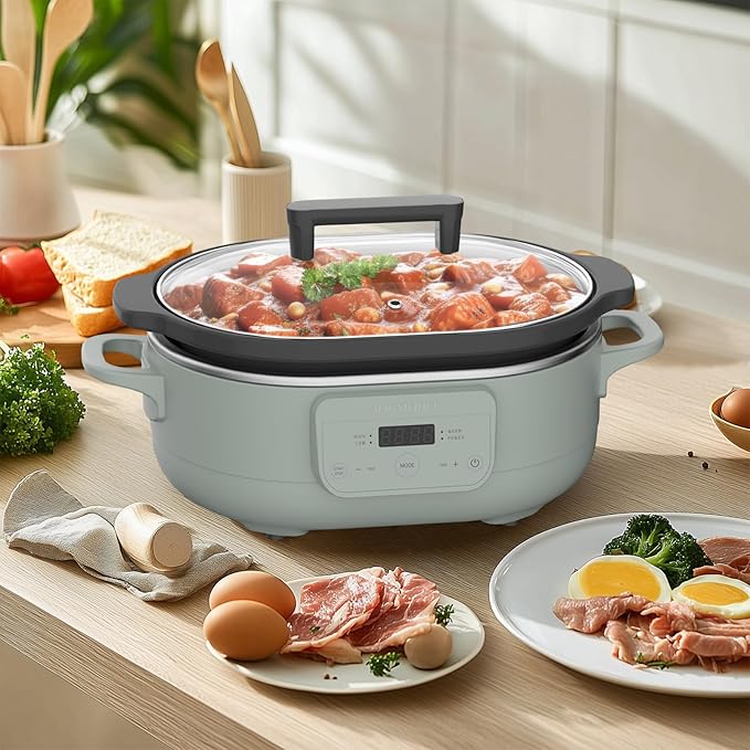 6 Quart Programmable Slow Cooker Removable Healthy Nonstick Pot - Image 2