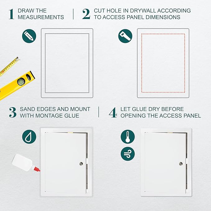 10" x 14" Lockable White Metal Access Door. Service Shaft Panel - Image 3
