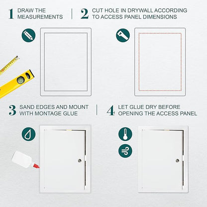 10" x 14" Lockable White Metal Access Door. Service Shaft Panel - Image 3
