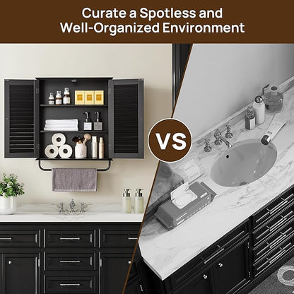 Bathroom Storage Cabinet with Adjustable Wood Shelves & Doors, Made of PDF Wood - Image 7