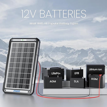 POWOXI 12V Solar Car Battery Charger: 15W Solar Trickle Charger Maintainer - Image 6