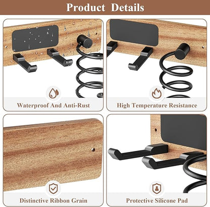 Tindbea Hair Dryer Holder Curling Iron Holder, Blow Dryer Holder Wall Mount - Image 4