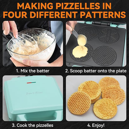Baker’s Friend Pizzelle Maker Electric, 4 X 3.5” Pizzelle Waffle Cookies - Image 4