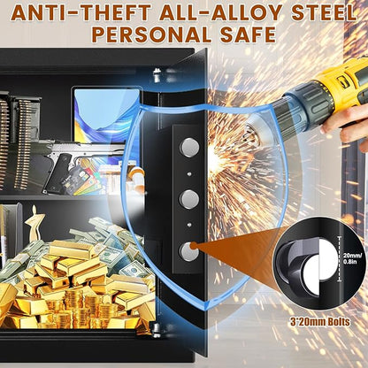 Safe Box with Fireproof Waterproof Bag, Home Safe with Keys & Pass Code & Wall - Image 6