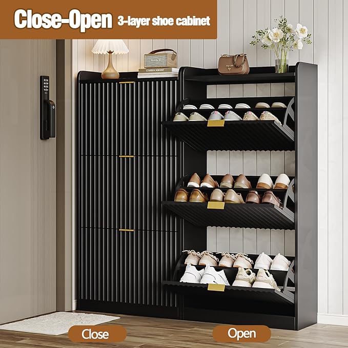 CHUWELL Fluted Shoe Cabinet Storage - Image 5