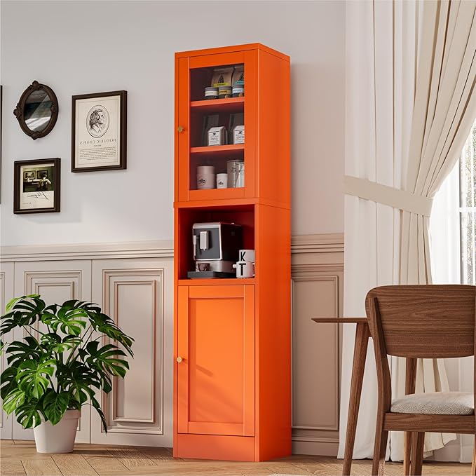 2-Door Metal Storage Cabinet, Tall Slim Pantry Organizer - Image 5