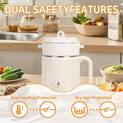 Electric Hot Pot with Steamer: 2.0L Ramen Cooker, Dual Power Adjustment - Image 5
