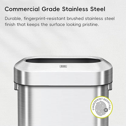 EKO Urban 16 Gallon/60 Liter Open Top Stainless Steel Slim Commercial Trash Can - Image 3