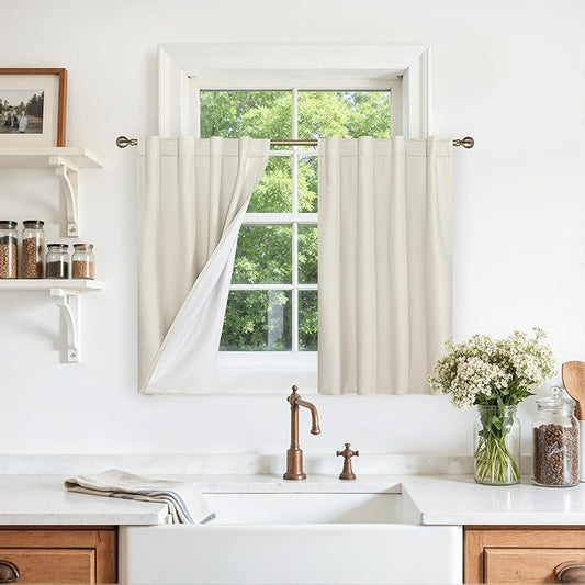 LAMIT Short Linen Blackout Curtains 30 Inches by LAMIT