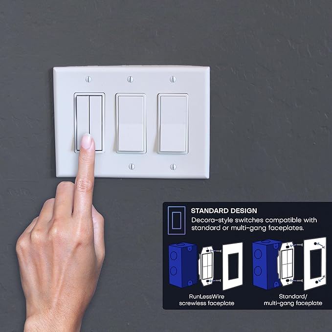 RunLessWire 3-Way Fan & Light Battery-Free DIY Kinetic Wireless Light Switch Kit - Image 6