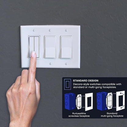 RunLessWire 3-Way Fan & Light Battery-Free DIY Kinetic Wireless Light Switch Kit - Image 6