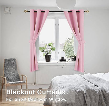 KOUFALL Pink Short Blackout Curtains - Image 3