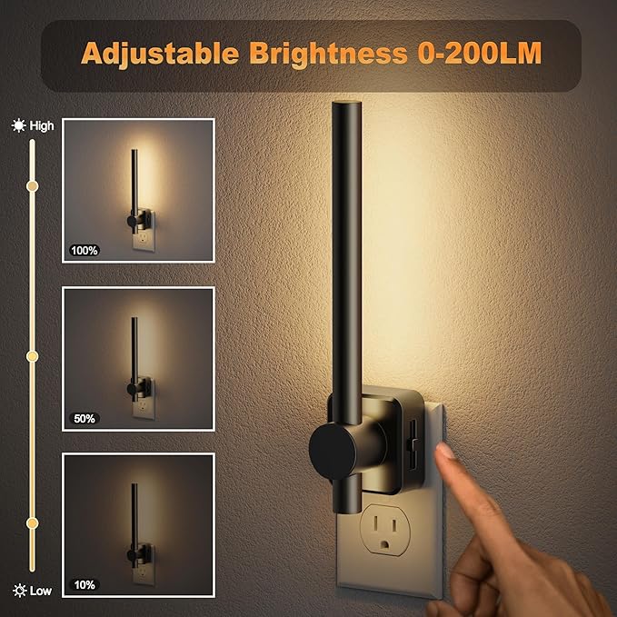 JandCase Night Lights Plug into Wall, 0-200LM Dimmable LED Nightlights - Image 2