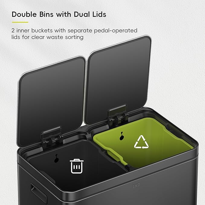 EKO Edison 8+8 Gallon Dual Trash Can - Image 4