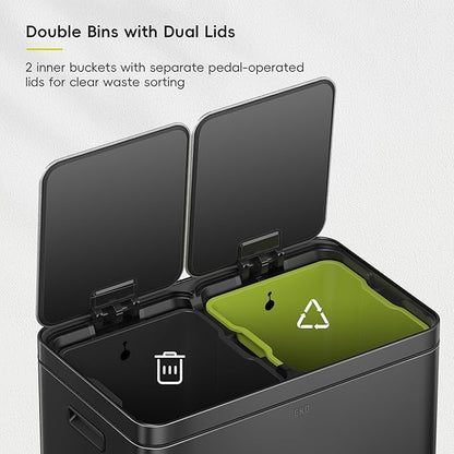 EKO Edison 8+8 Gallon Dual Trash Can - Image 4