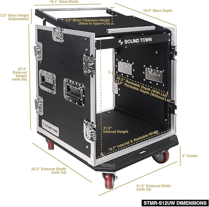 Sound Town Enhanced 1/2" Plywood 12U PA DJ Rack/Road ATA Case - Image 6