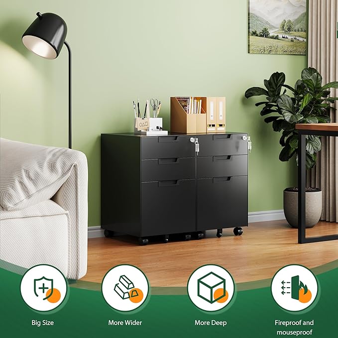 Letaya 3 Drawer Mobile File Cabinet - Image 7