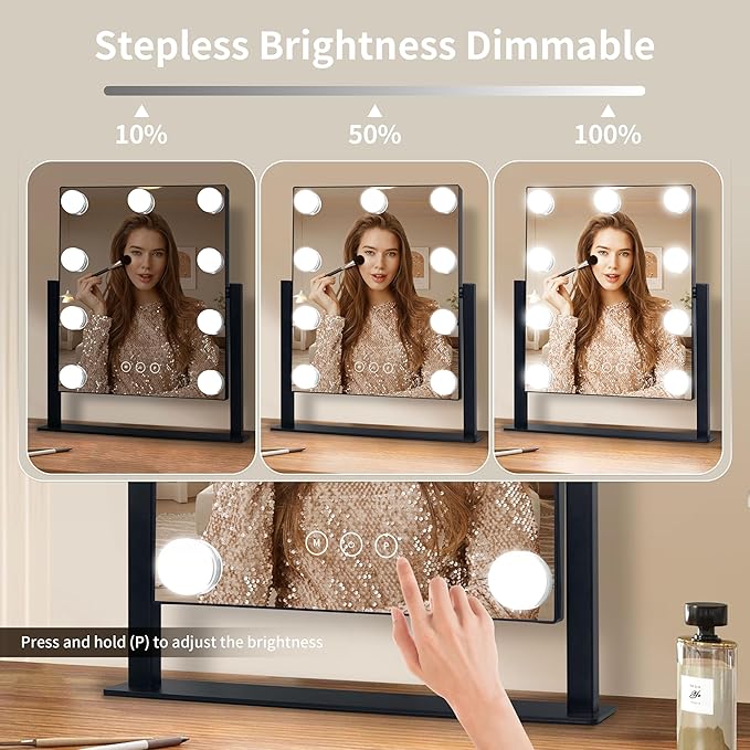 Vanity Mirror with Lights, Makeup Mirror with Lights with 9 Dimmable LED Bulbs - Image 3