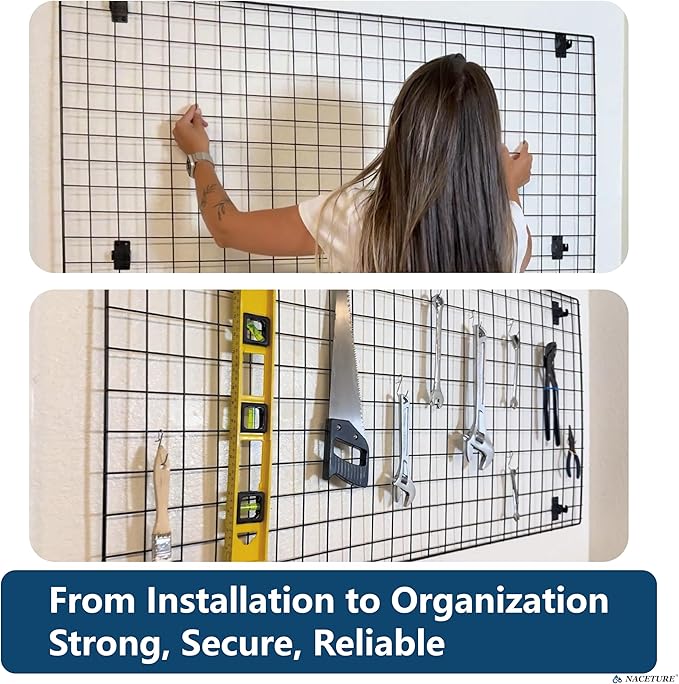 NACETURE Grid Wall Panels- 4 Pcs 2x4 ft Black Grid Wall Panel Display - Image 4
