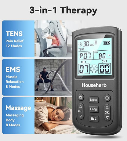 TENS Unit Muscle Stimulator for Pain Relief, 3-in-1 EMS TENS Machine - Image 3