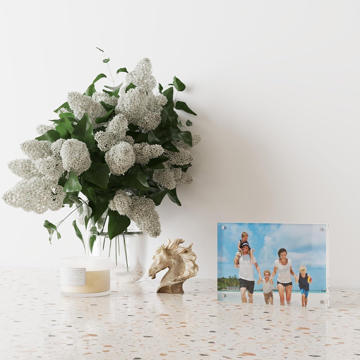 ATZYmolin 3 Pack 5x7 Acrylic Picture Frame, Magnetic Double Sided | 20mm Thick Frameless Clear Transparent Photo Frame, Self Standing for Desktop Tabletop, with Microfiber Cloth