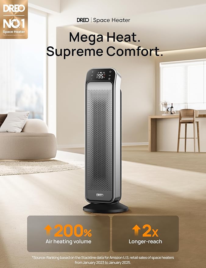 DREO Space Heater Indoor, 3 Modes, Overheating & Tip-Over Protection, Electric - Image 2