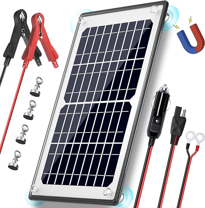 POWOXI 10W 12V Magnetic Solar Battery Trickle Charger Maintainer, Built-in MPPT by POWOXI
