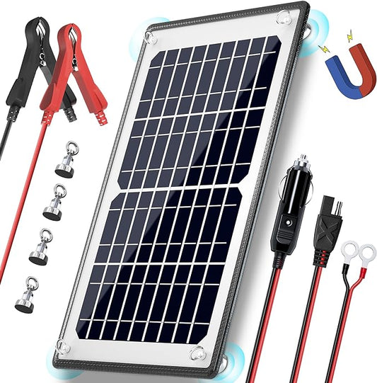 POWOXI 10W 12V Magnetic Solar Battery Trickle Charger Maintainer, Built-in MPPT by POWOXI
