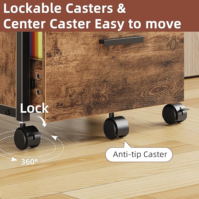 GYIIYUO 2 Wood Drawer Lockable File Cabinet - Image 8