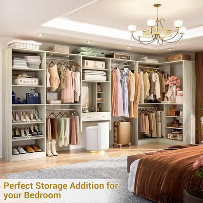 Unikito Closet System with Vanity Desk, 156”Modular Corner Closet Organizer - Image 4