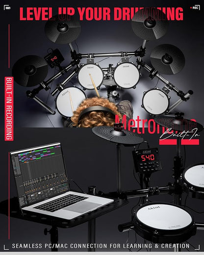 AKLOT Electric Drum Set with Kick-Tower: 4 Dual Zone Mesh Pads, 8’’ Tower-Style - Image 3
