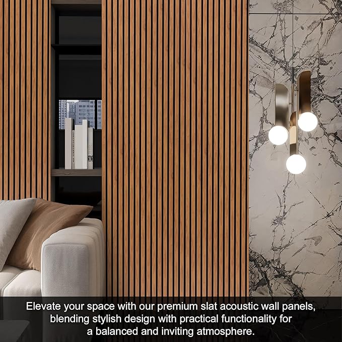 QDYMXUN Wood Slat Acoustic Wall Panels, Living Room - Image 5