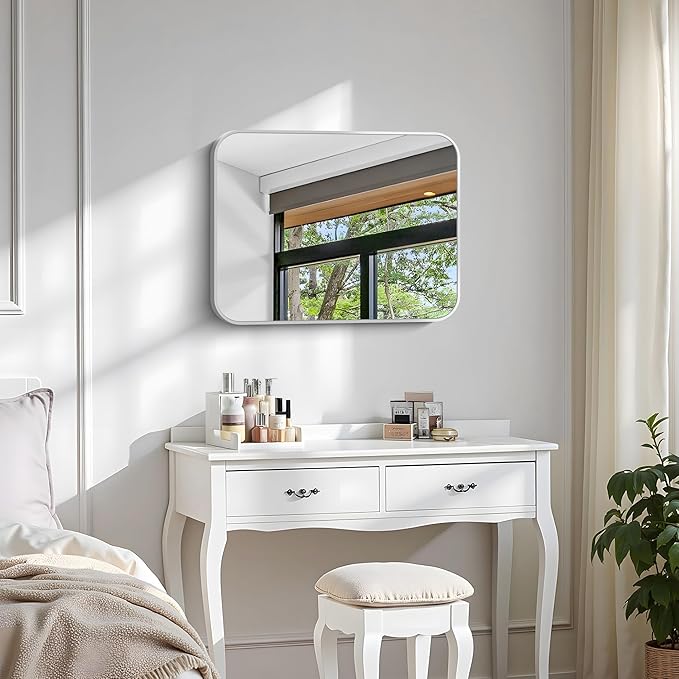 Silver Bathroom Mirror, 18 x 24 Inch Rectangle Mirrors - Image 2