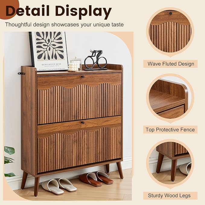 BERRYMERRY 31.5” Fluted Shoe Storage Cabinet - Image 4